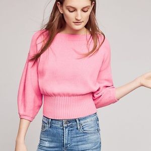 Anthropologie Pink Cropped Sweater